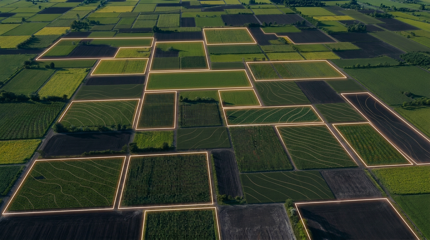 Aerial view of farm fields